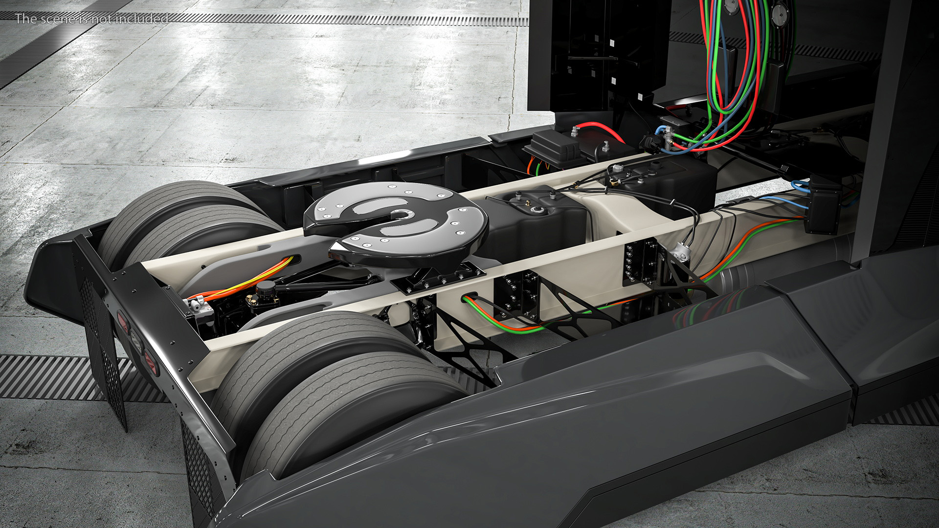 Futuristic Modern Truck Black without Trailer Rigged 3D