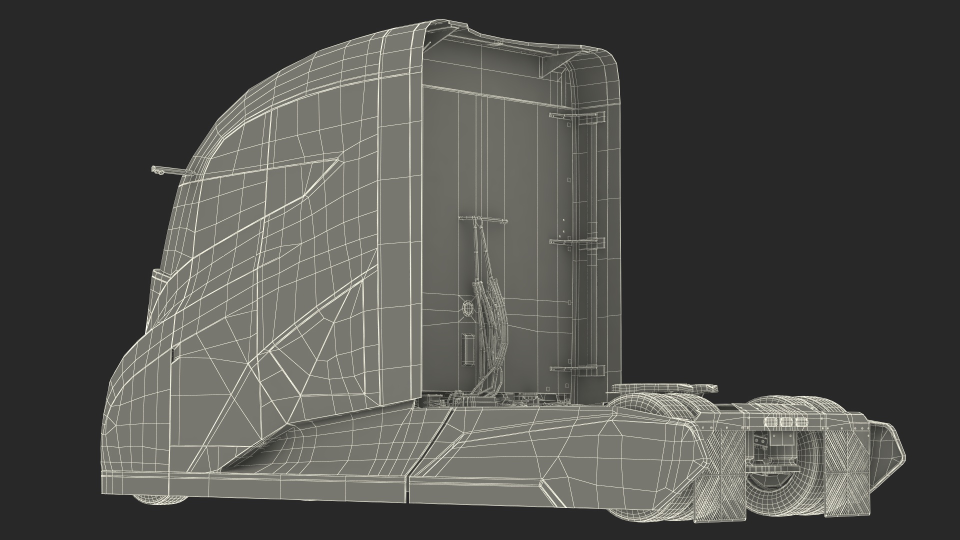 Futuristic Modern Truck Black without Trailer Rigged 3D