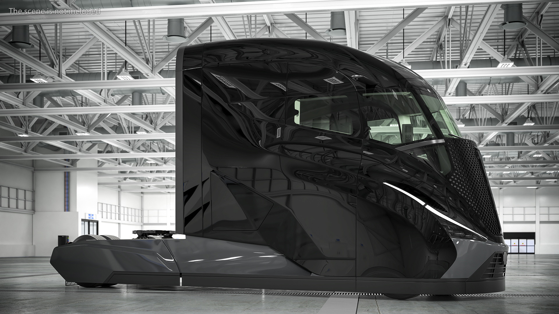 Futuristic Modern Truck Black without Trailer Rigged 3D