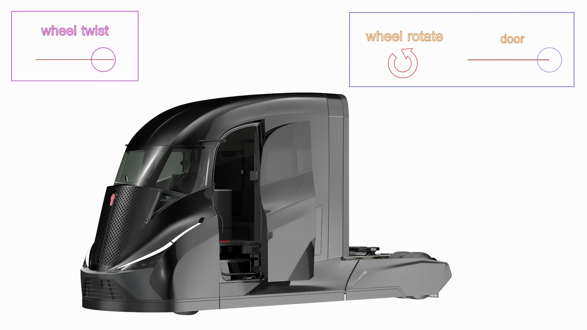 Futuristic Modern Truck Black without Trailer Rigged 3D
