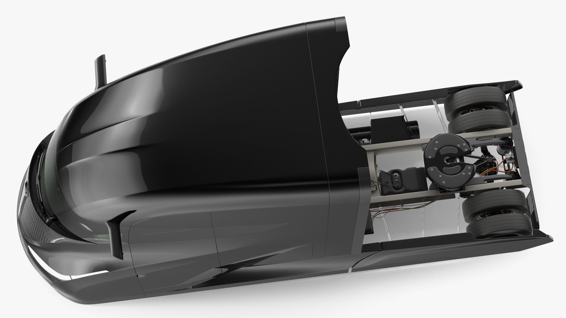 Futuristic Modern Truck Black without Trailer Rigged 3D