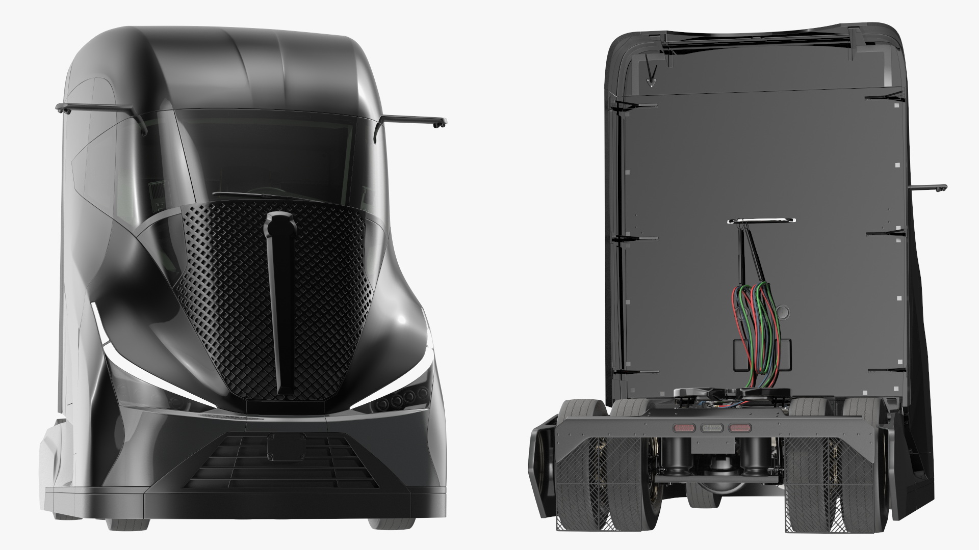 Futuristic Modern Truck Black without Trailer Rigged 3D