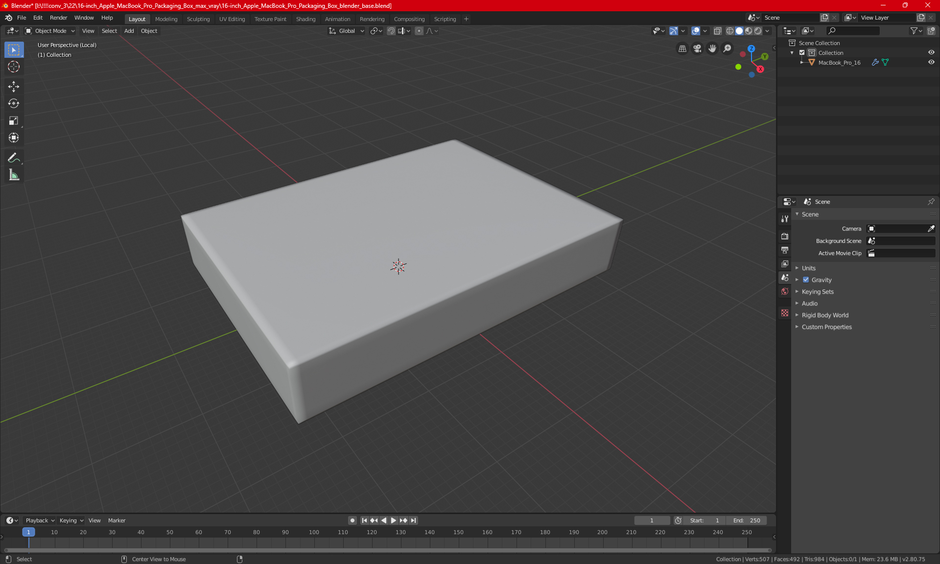 16-inch Apple MacBook Pro Packaging Box 3D model