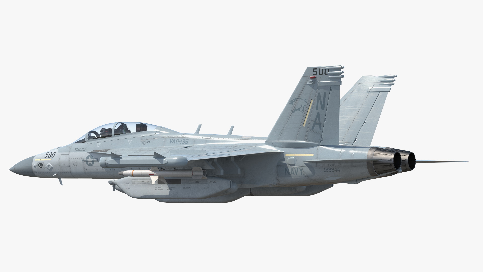 3D Boeing EA 18G Fighter Jet with Pilot in Flight