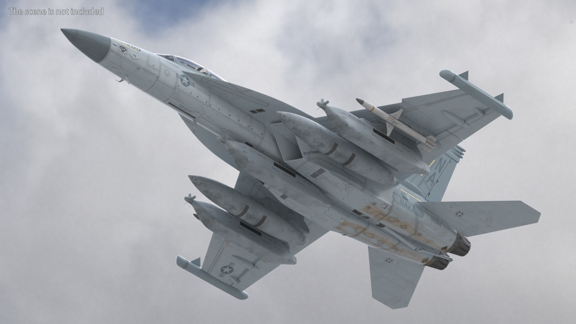 3D Boeing EA 18G Fighter Jet with Pilot in Flight