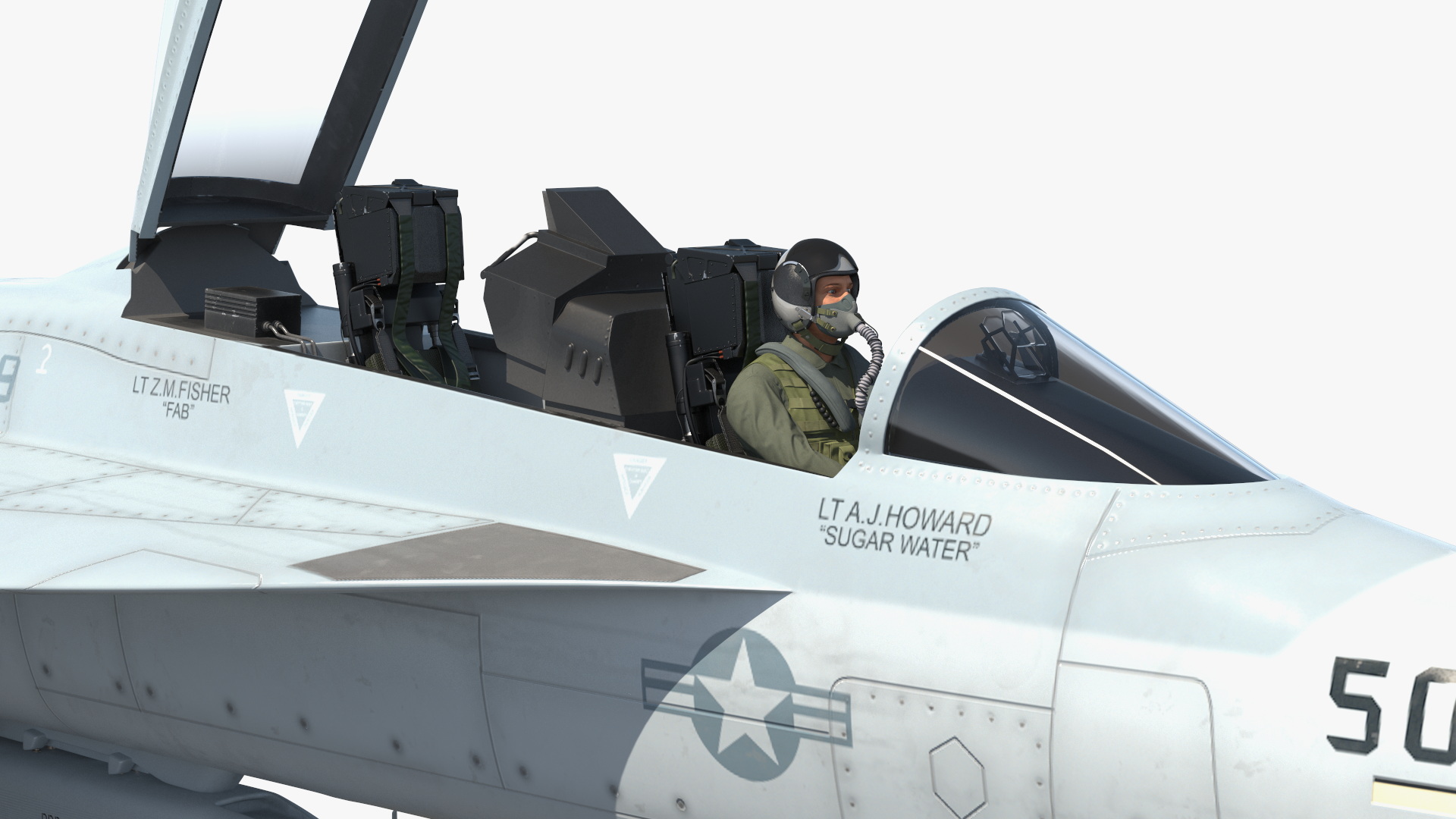 3D Boeing EA 18G Fighter Jet with Pilot in Flight