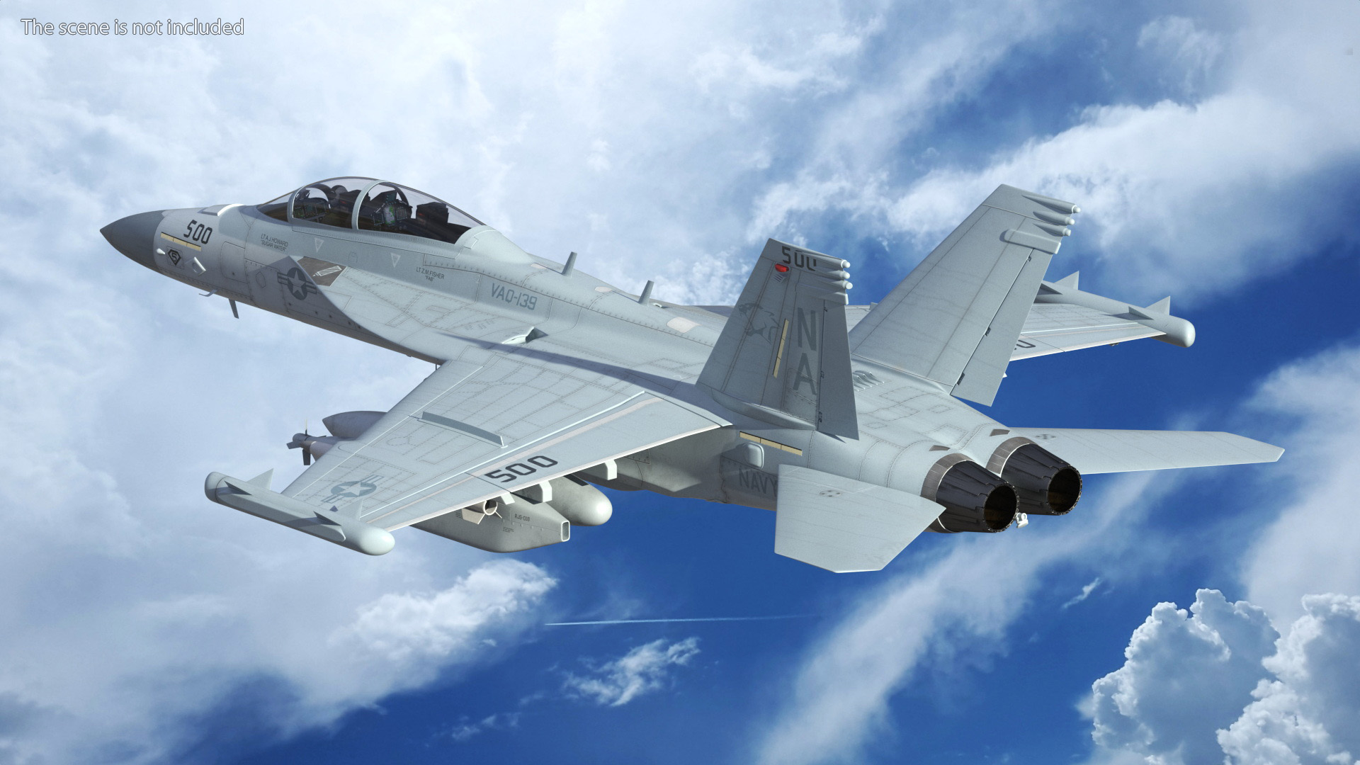 3D Boeing EA 18G Fighter Jet with Pilot in Flight