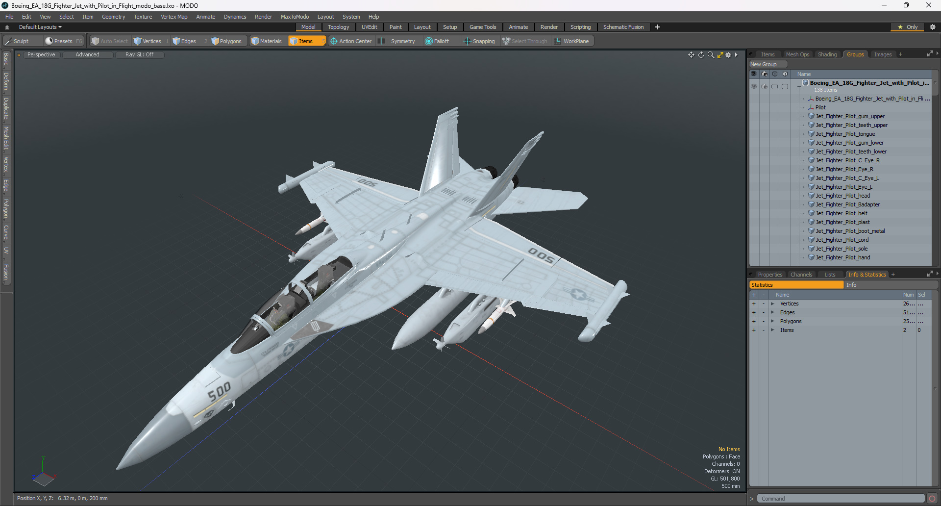 3D Boeing EA 18G Fighter Jet with Pilot in Flight