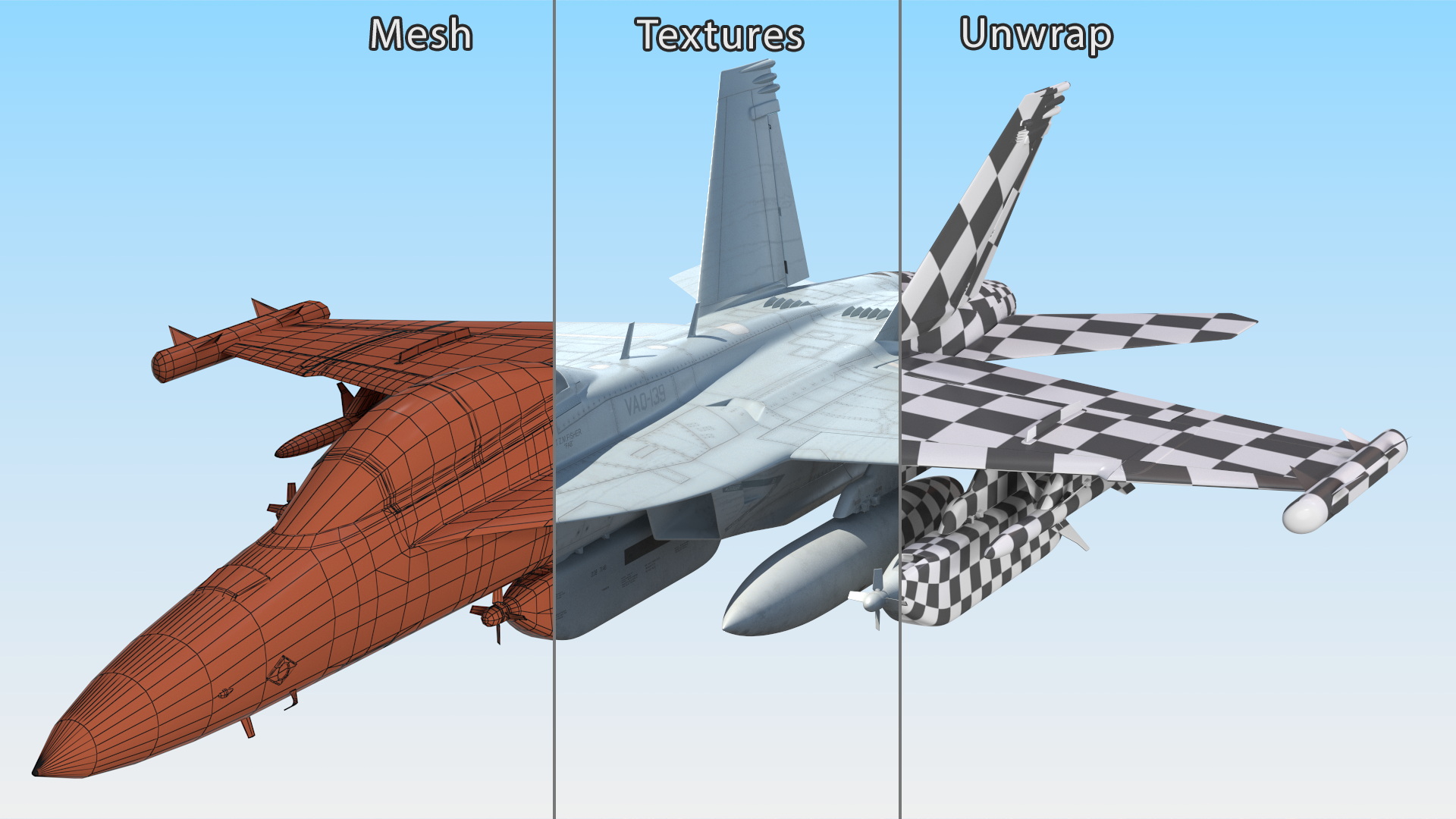 3D Boeing EA 18G Fighter Jet with Pilot in Flight