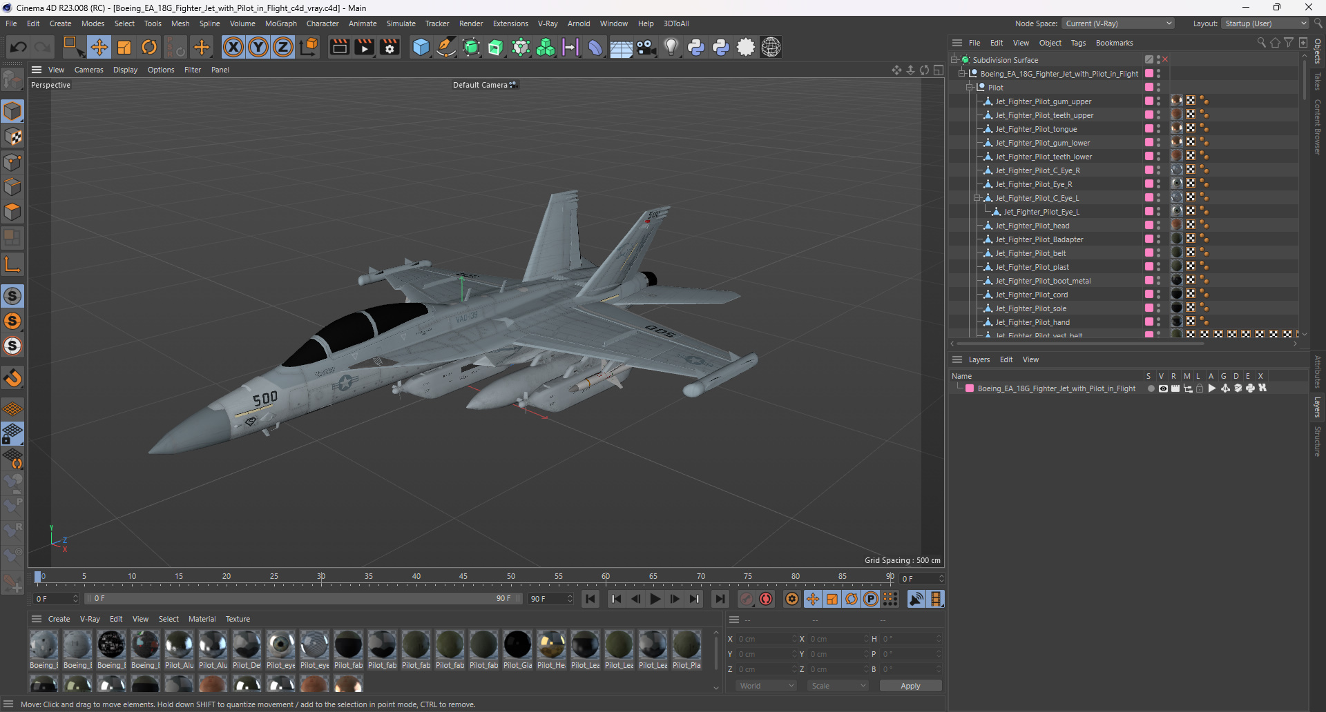 3D Boeing EA 18G Fighter Jet with Pilot in Flight