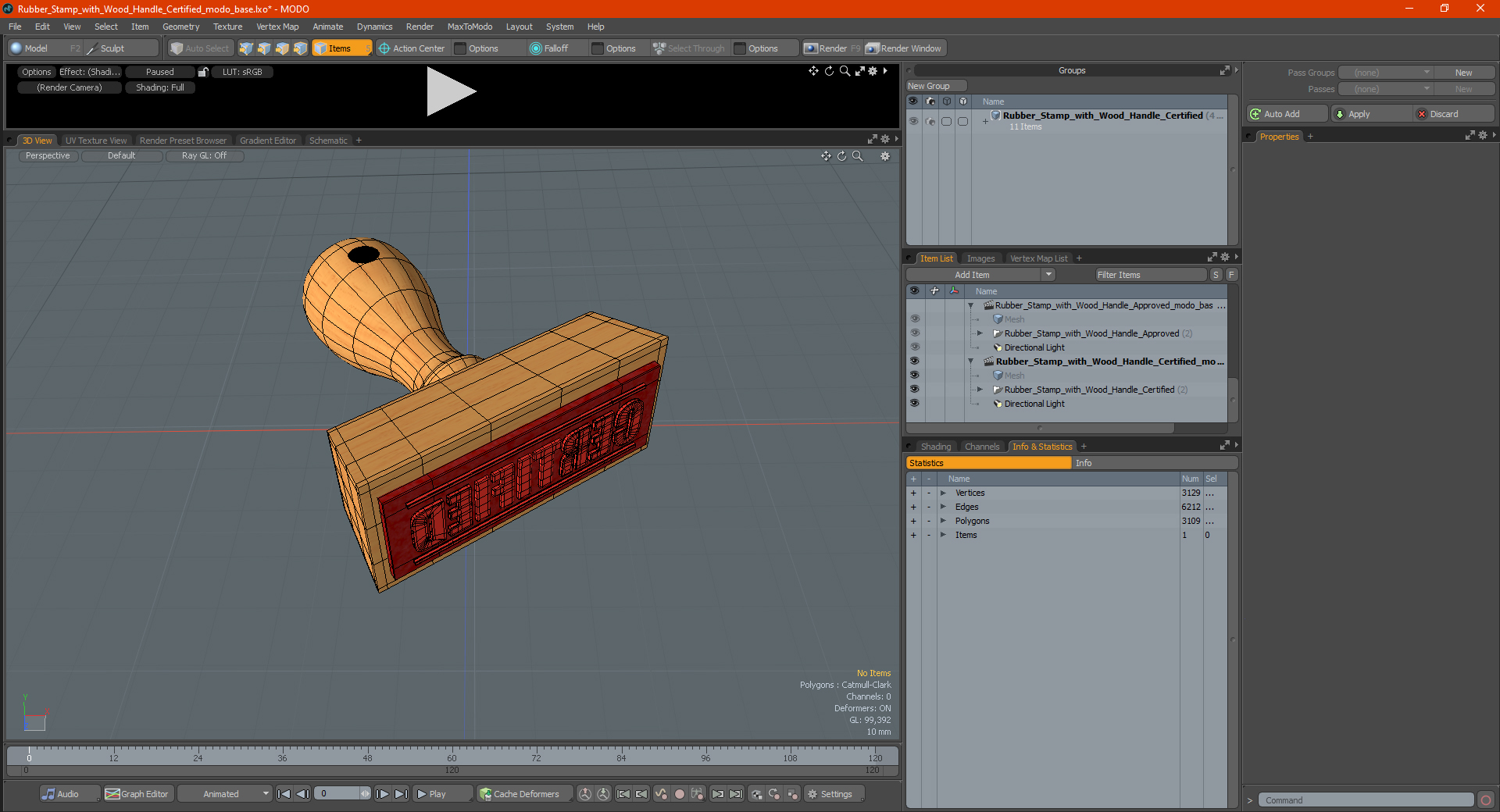 Rubber Stamp with Wood Handle Certified 3D model