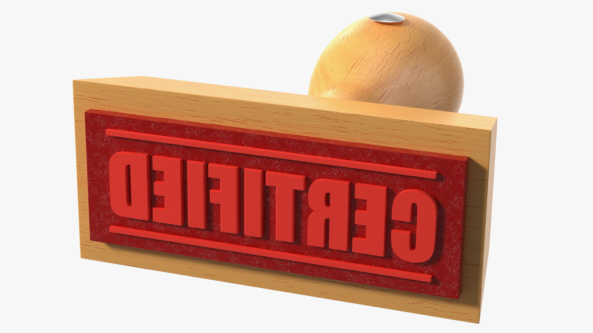 Rubber Stamp with Wood Handle Certified 3D model
