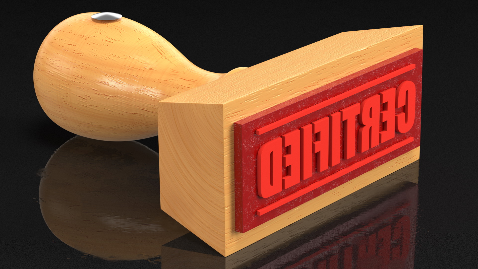 Rubber Stamp with Wood Handle Certified 3D model