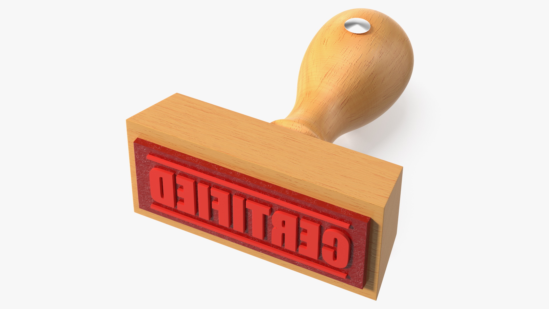 Rubber Stamp with Wood Handle Certified 3D model