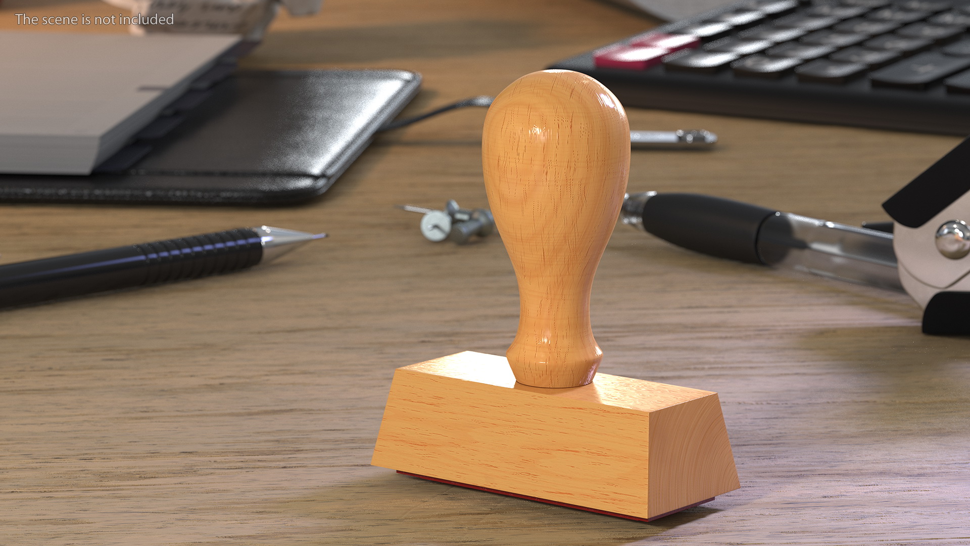 Rubber Stamp with Wood Handle Certified 3D model
