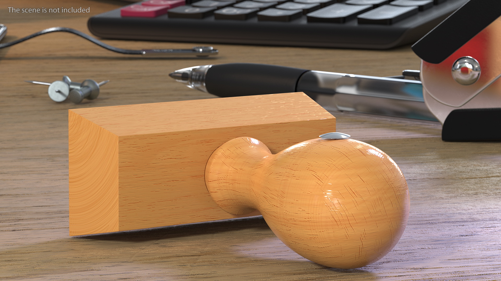 Rubber Stamp with Wood Handle Certified 3D model