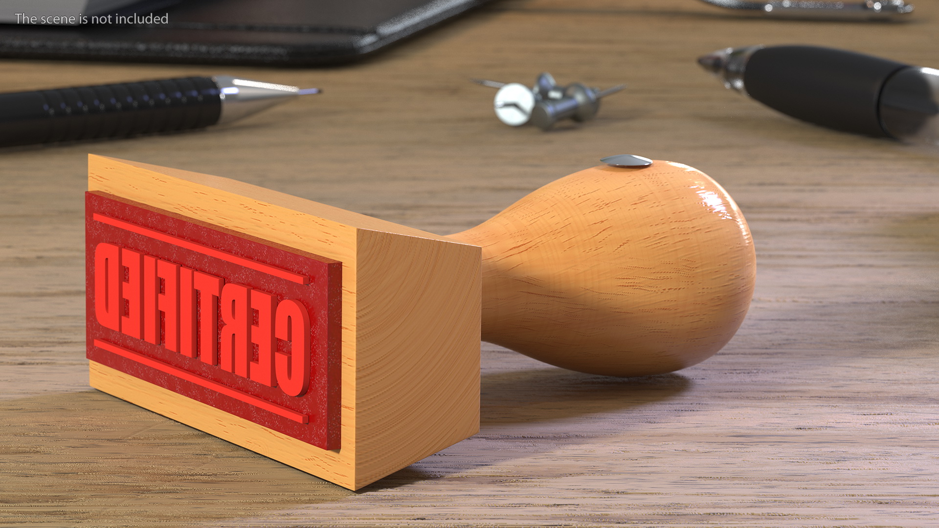 Rubber Stamp with Wood Handle Certified 3D model