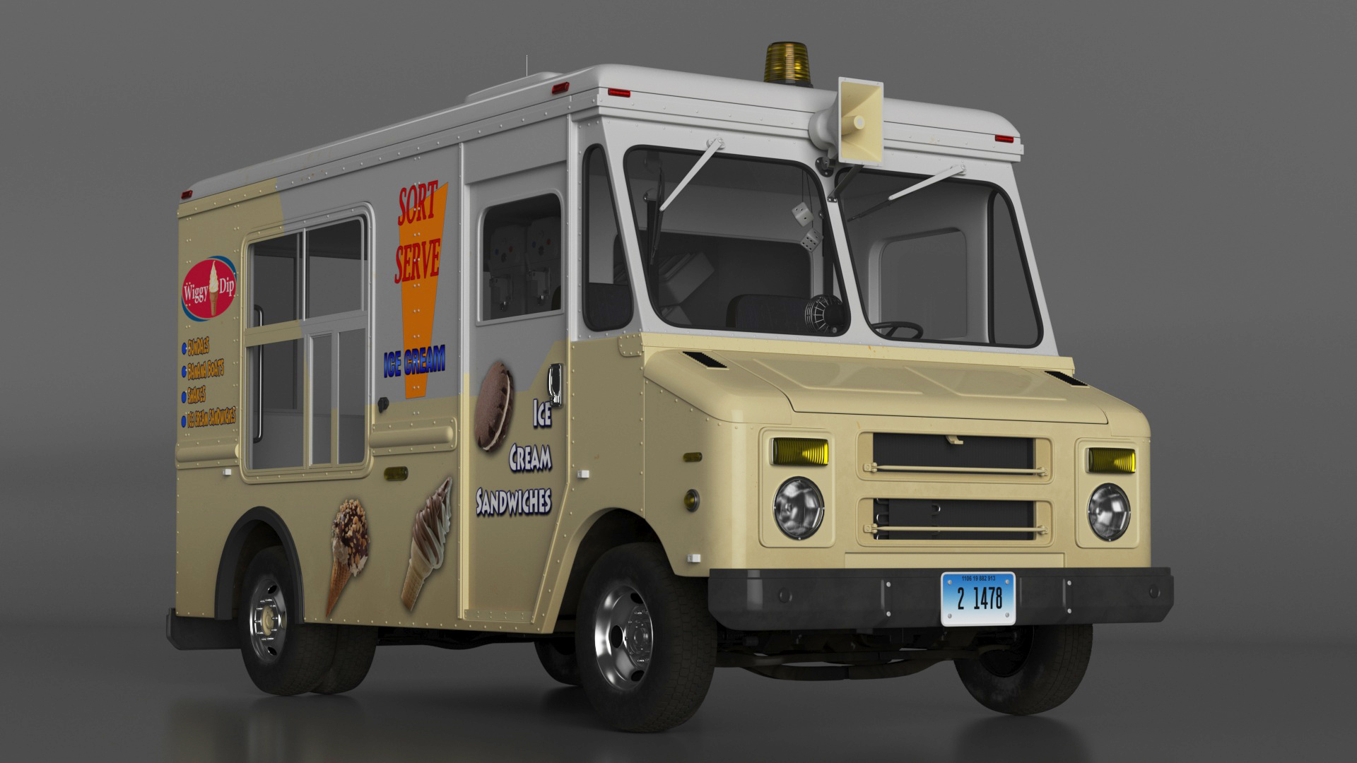 3D Vintage Ice Cream Truck model