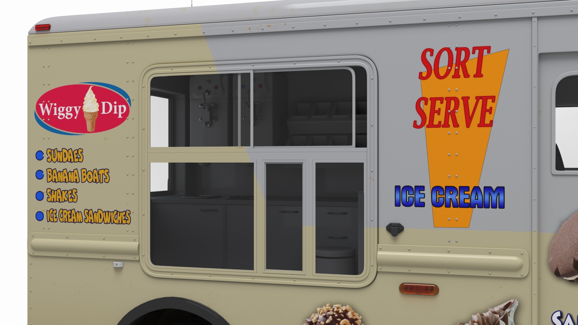 3D Vintage Ice Cream Truck model