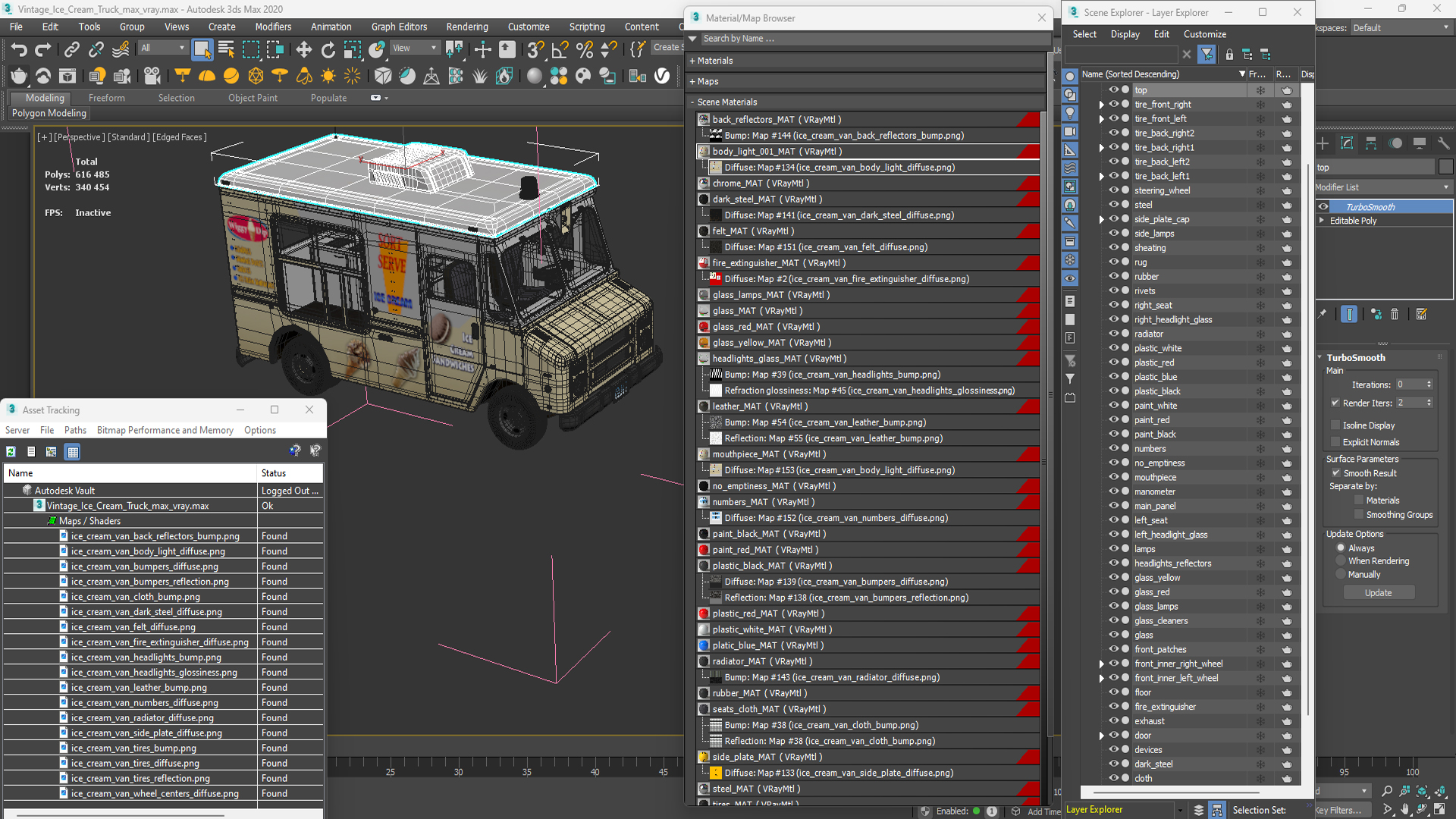 3D Vintage Ice Cream Truck model