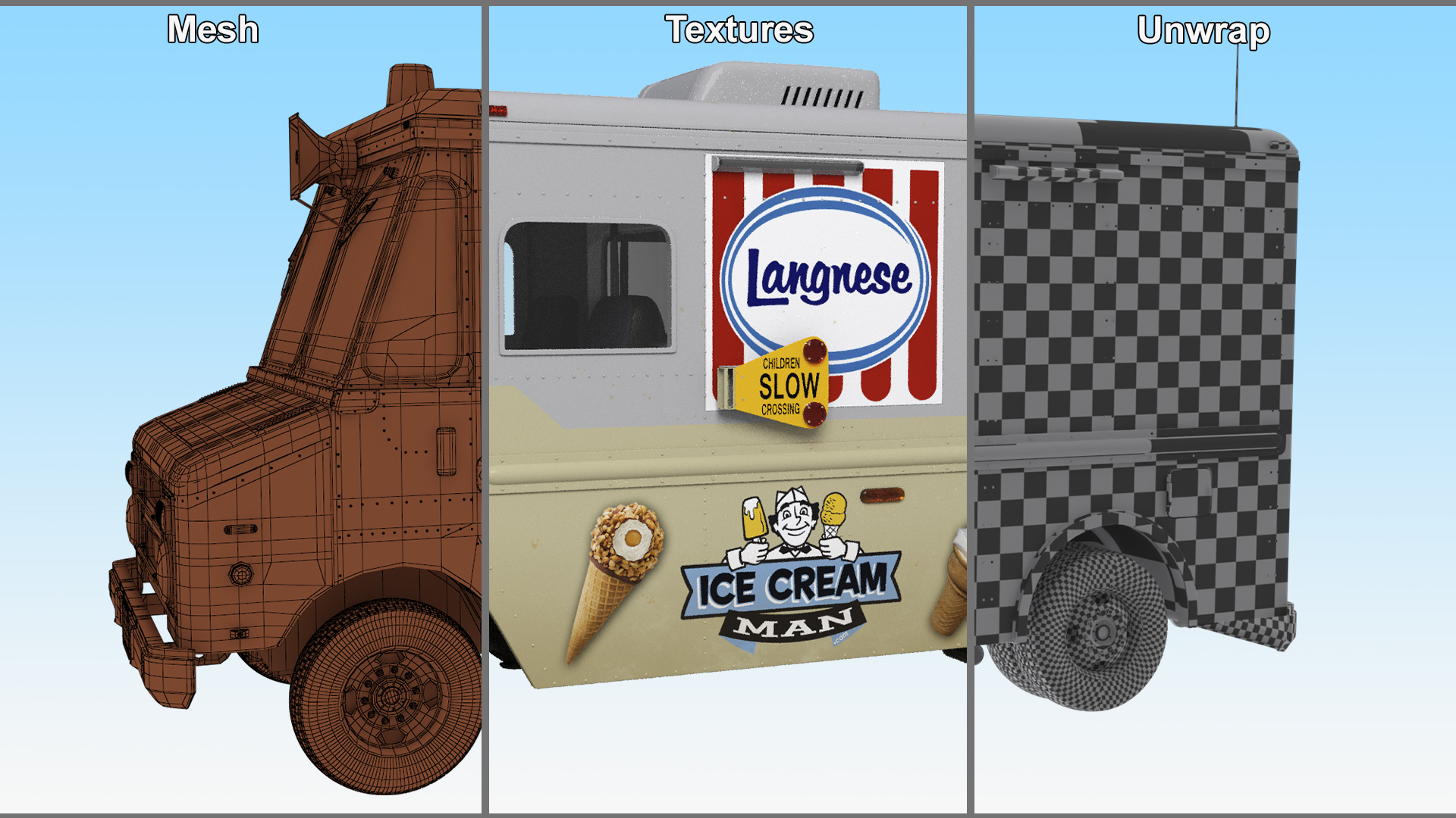 3D Vintage Ice Cream Truck model