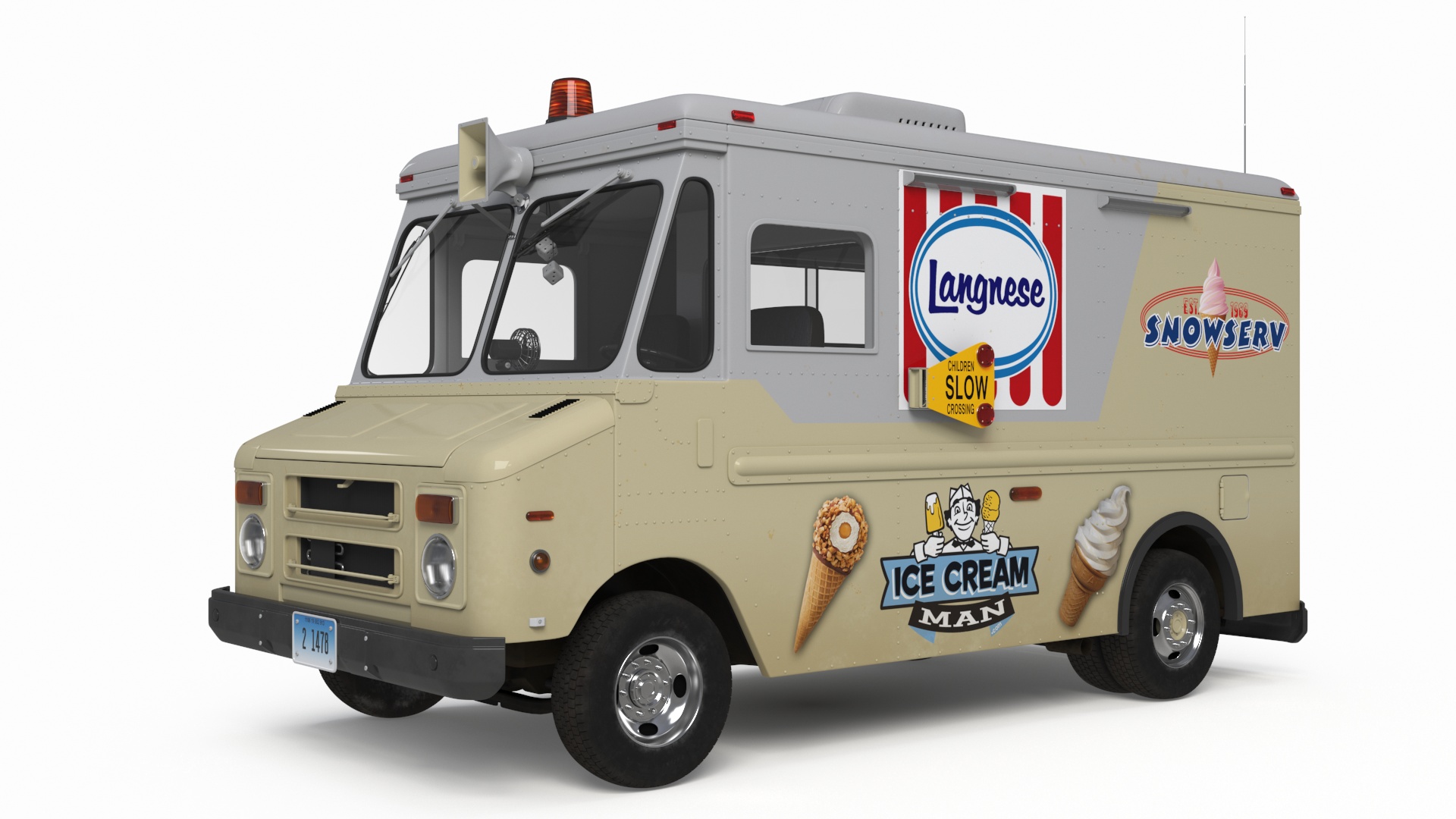 3D Vintage Ice Cream Truck model