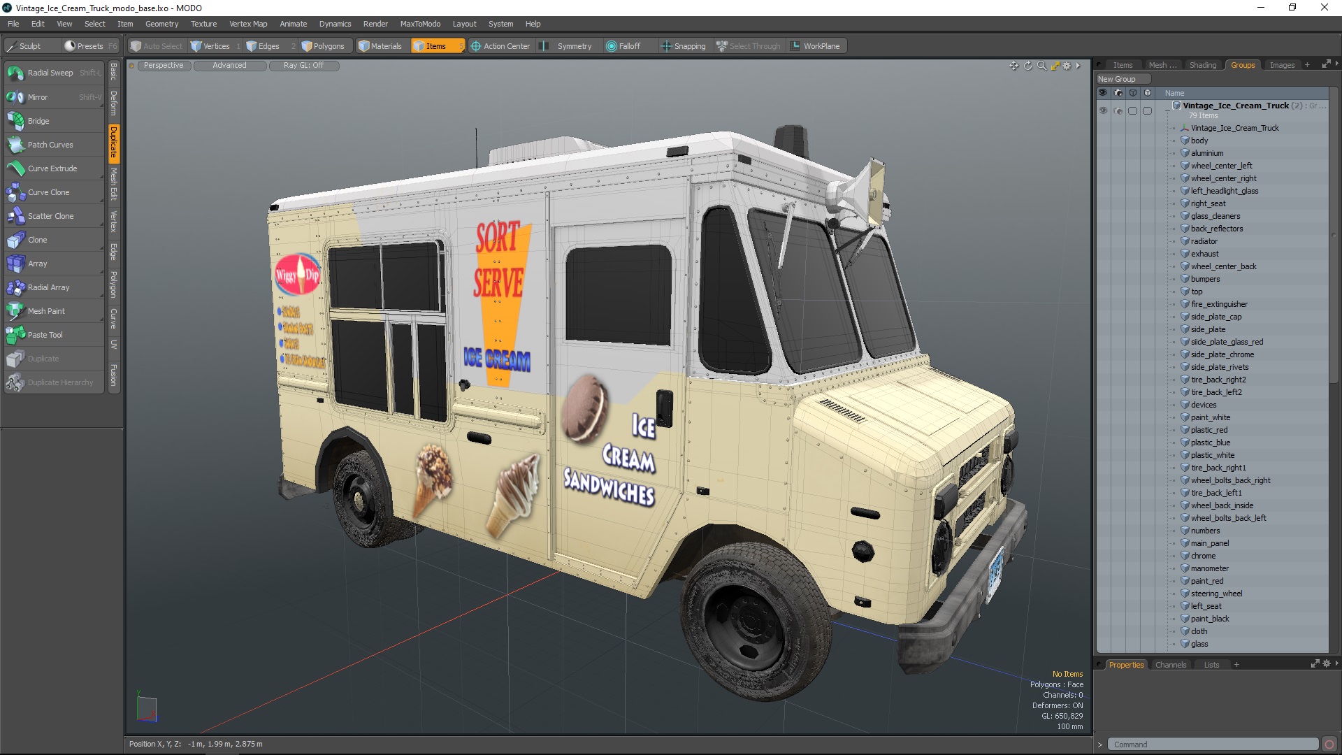 3D Vintage Ice Cream Truck model