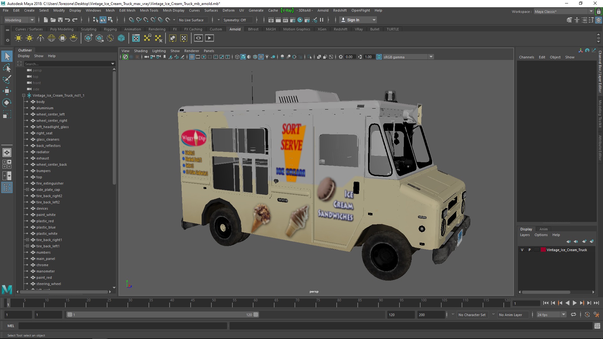 3D Vintage Ice Cream Truck model