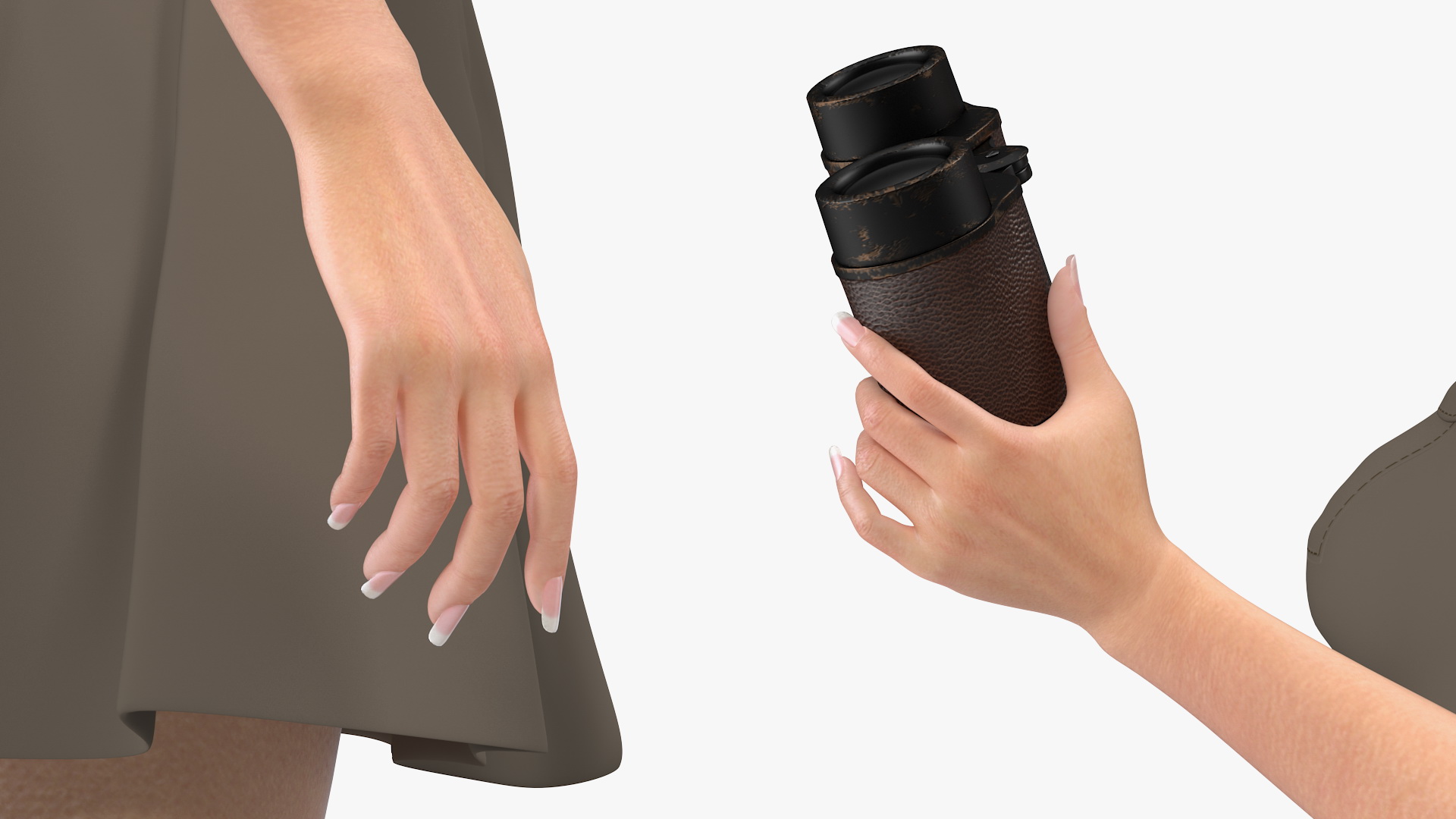 3D Women in Safari Costume with Binocular model