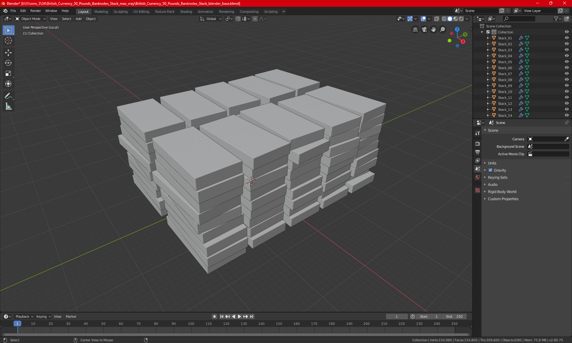 3D Stacked 500 Euro Currency Packs