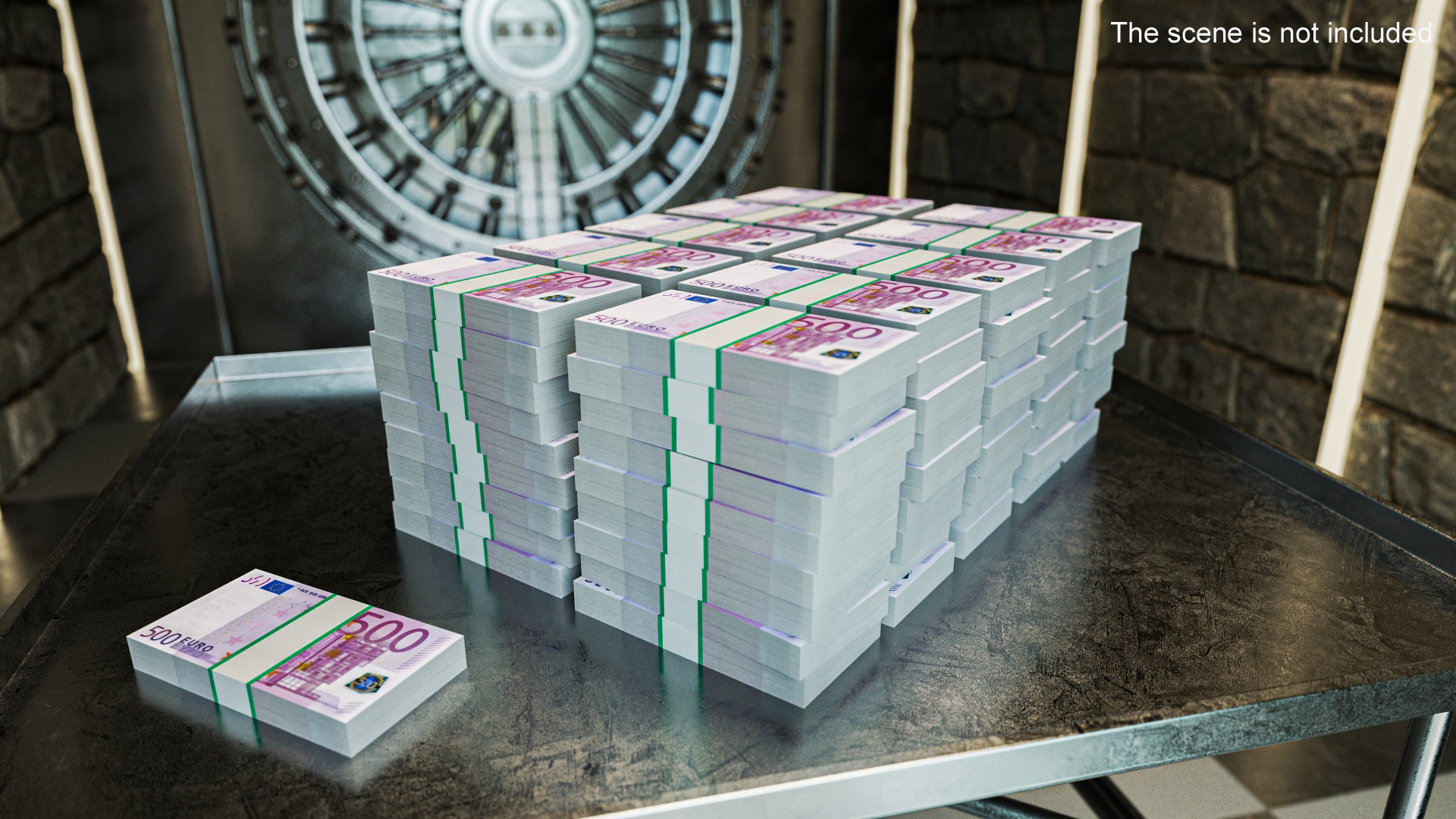 3D Stacked 500 Euro Currency Packs