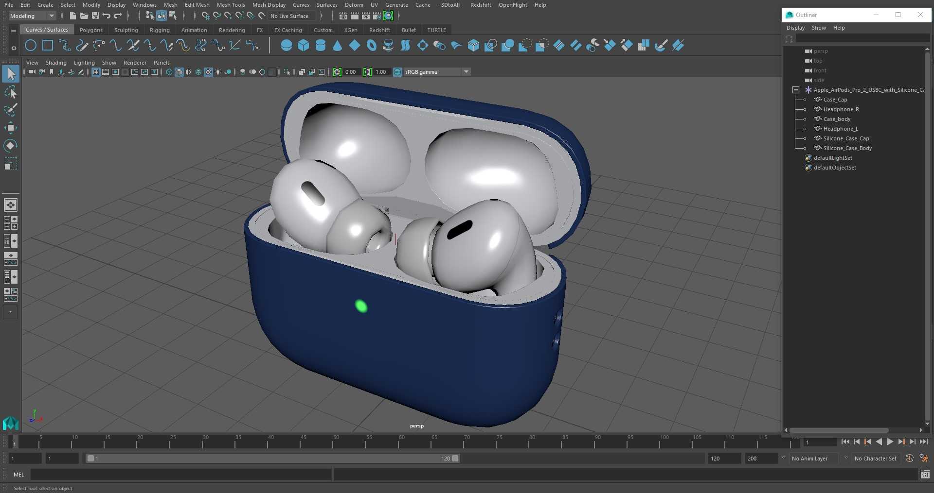 Apple AirPods Pro 2 USB-C with Silicone Case Blue 3D model