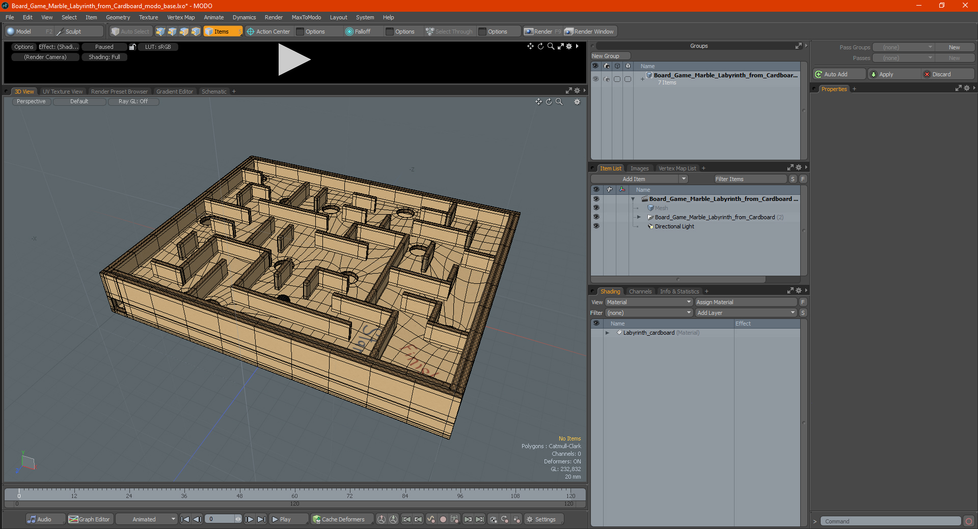 Board Game Marble Labyrinth from Cardboard 3D