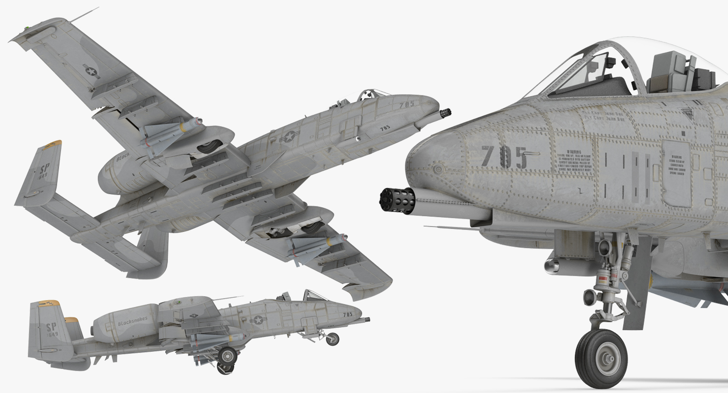Attack Aircraft A 10 Thunderbolt II Rigged 3D