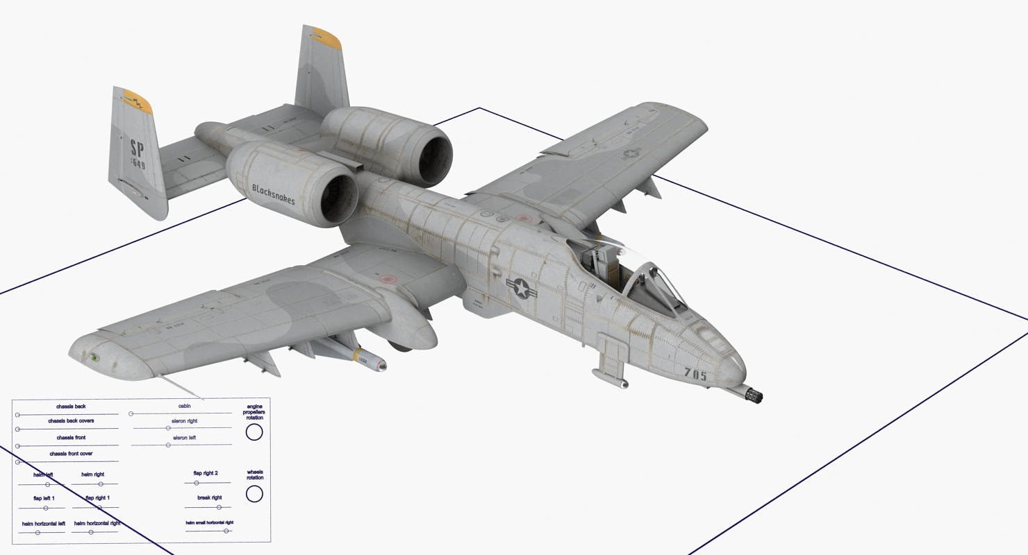 Attack Aircraft A 10 Thunderbolt II Rigged 3D