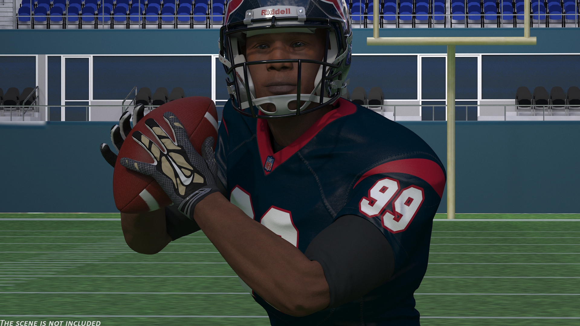 3D model Houston Texans American Football Player Running The Ball Fur