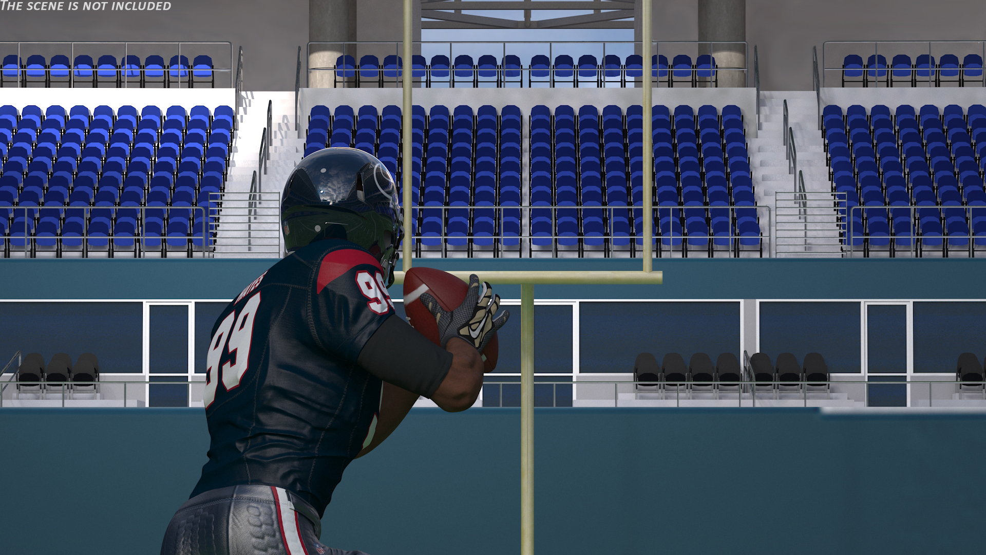 3D model Houston Texans American Football Player Running The Ball Fur
