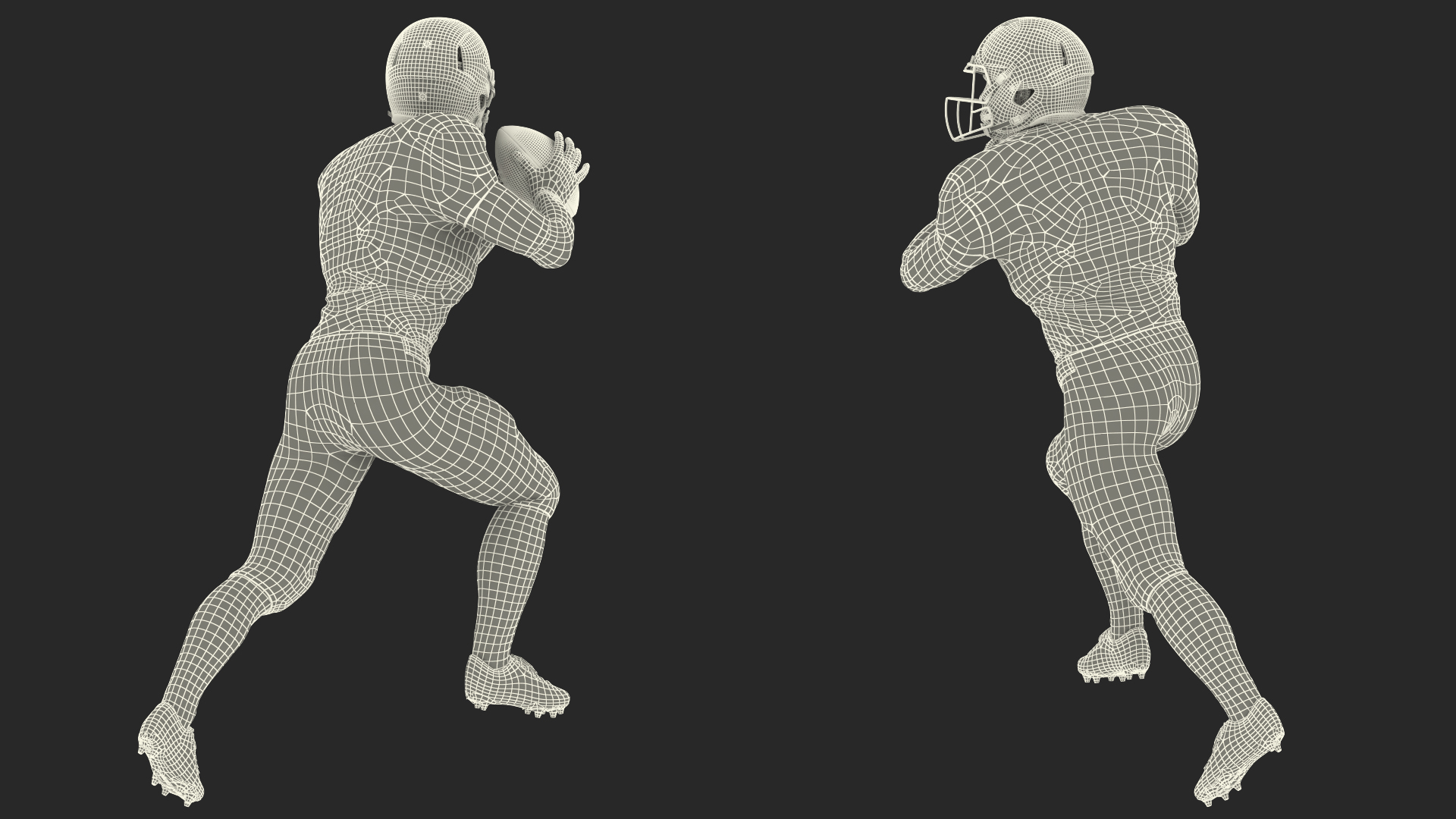 3D model Houston Texans American Football Player Running The Ball Fur