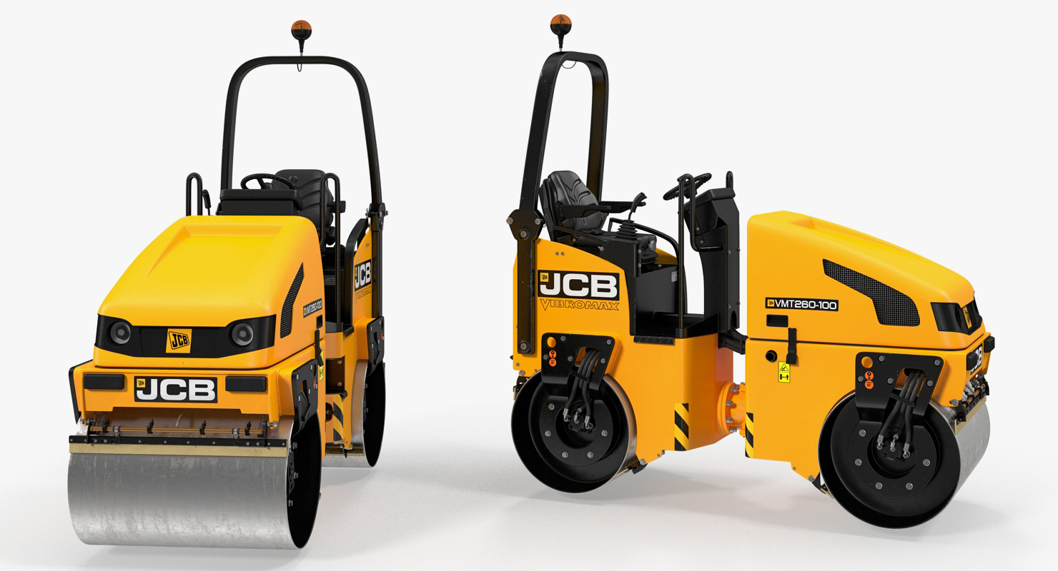 Compact Tandem Vibratory Road Roller JCB Rigged 3D