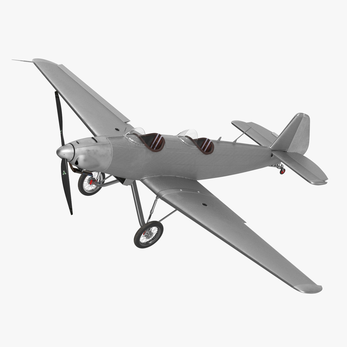 3D Retro Sport Plane Rigged for Maya model