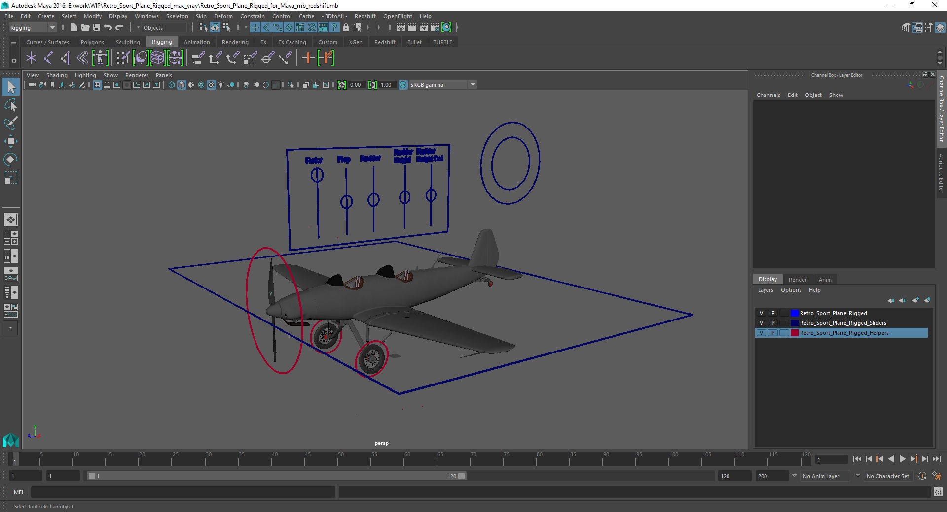3D Retro Sport Plane Rigged for Maya model