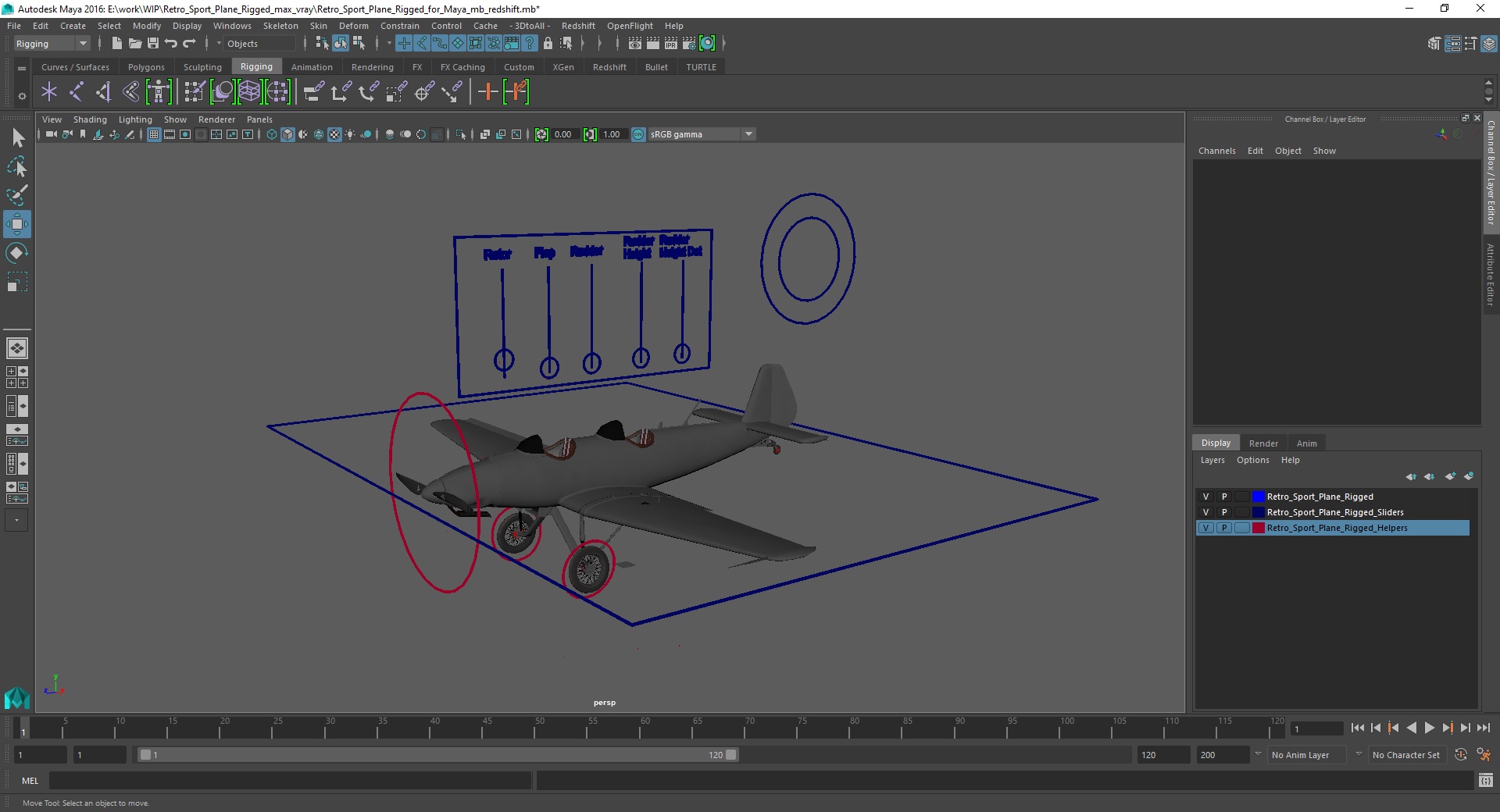 3D Retro Sport Plane Rigged for Maya model