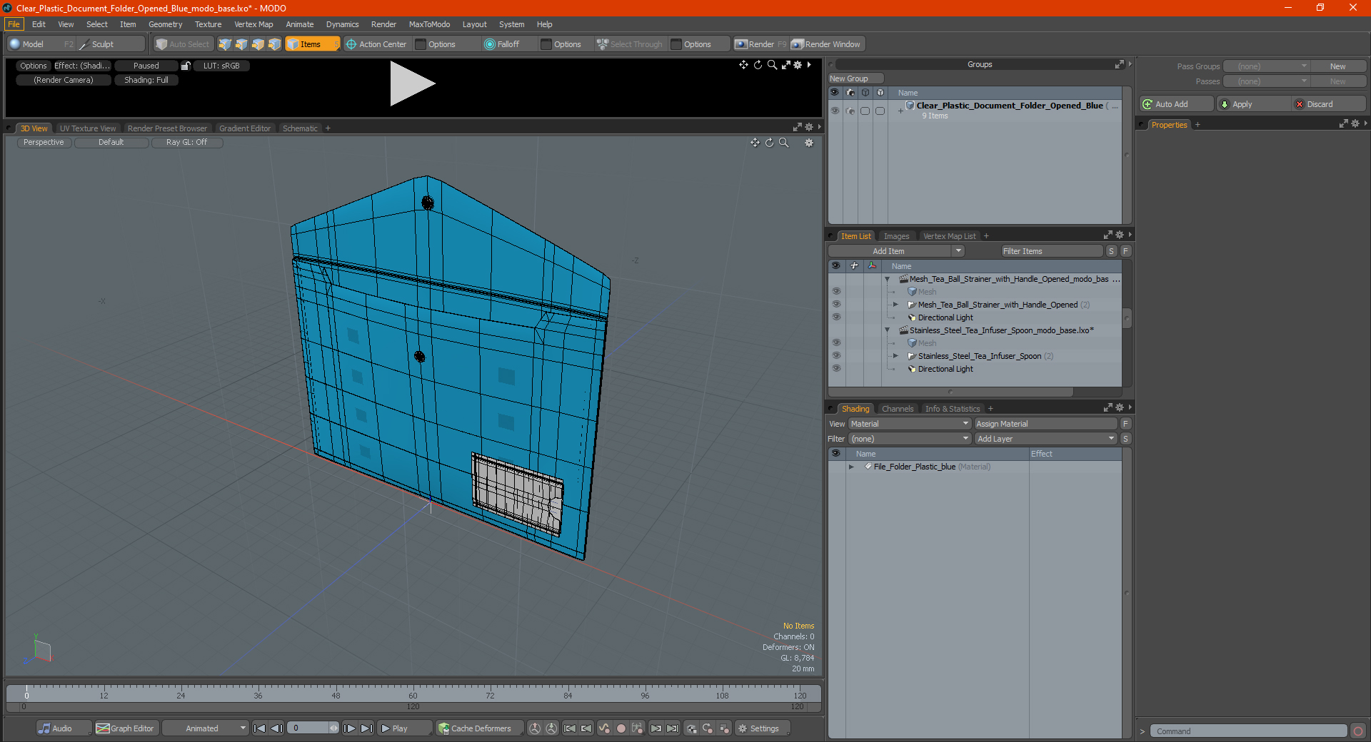 Clear Plastic Document Folder Open Blue 3D model