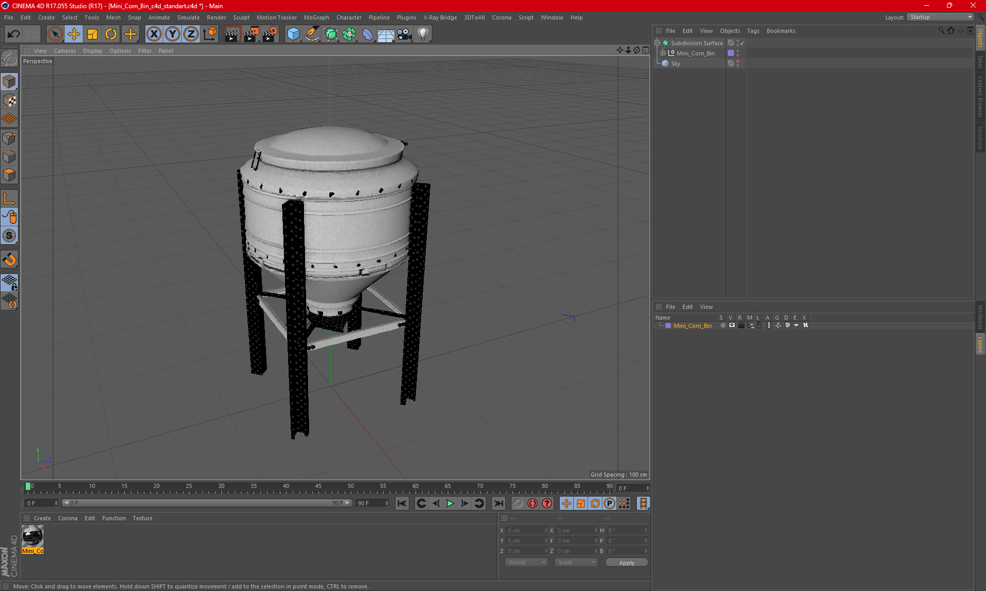 3D Mini Corn Bin model