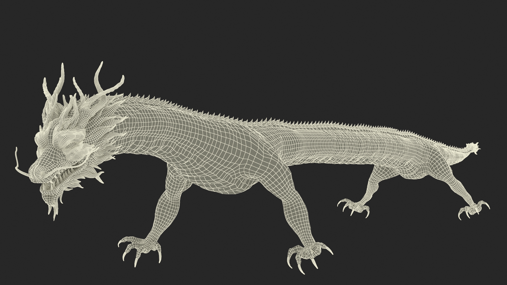 3D Asian Mythical Serpent Dragon Blue Rigged