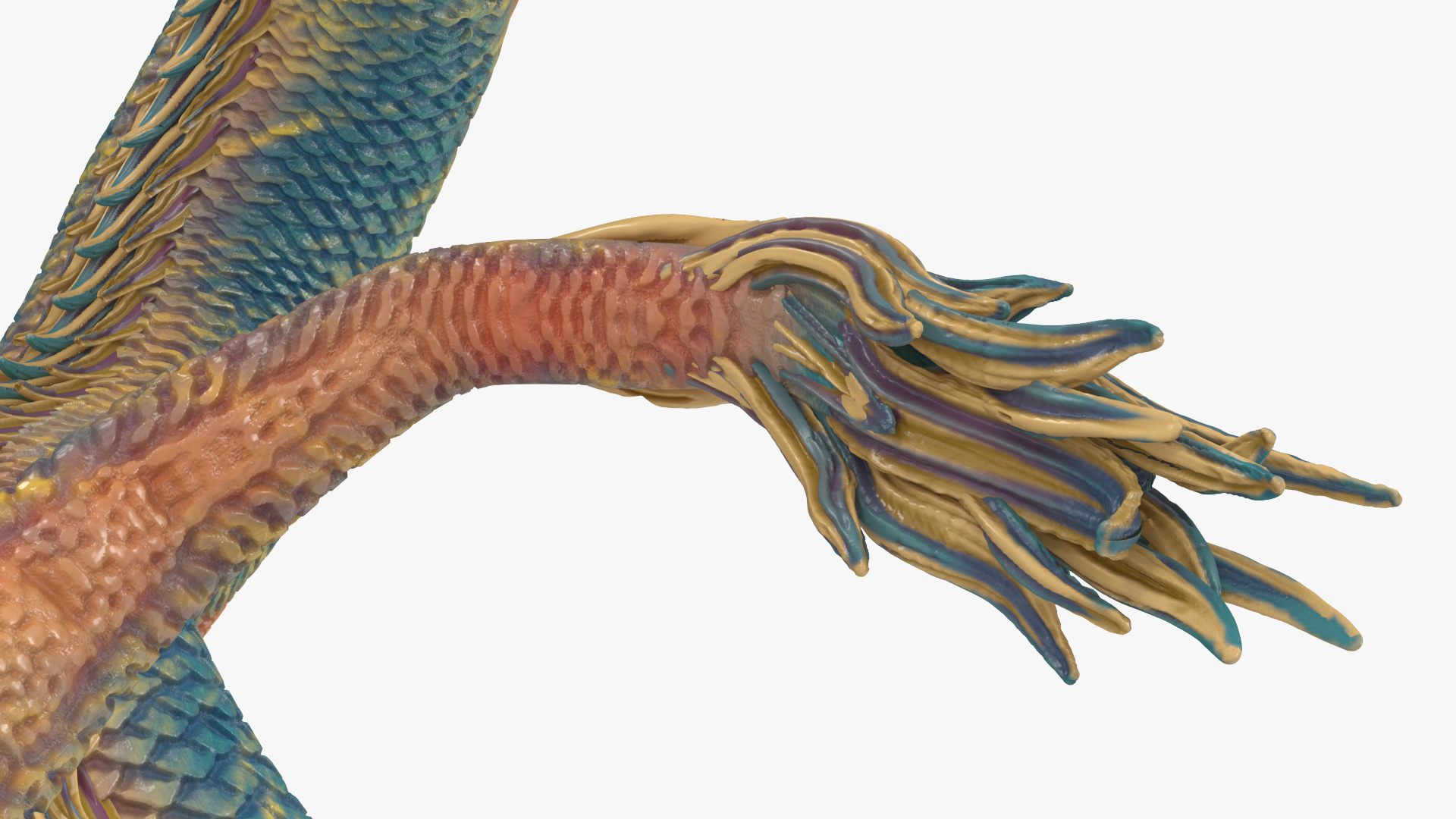 3D Asian Mythical Serpent Dragon Blue Rigged