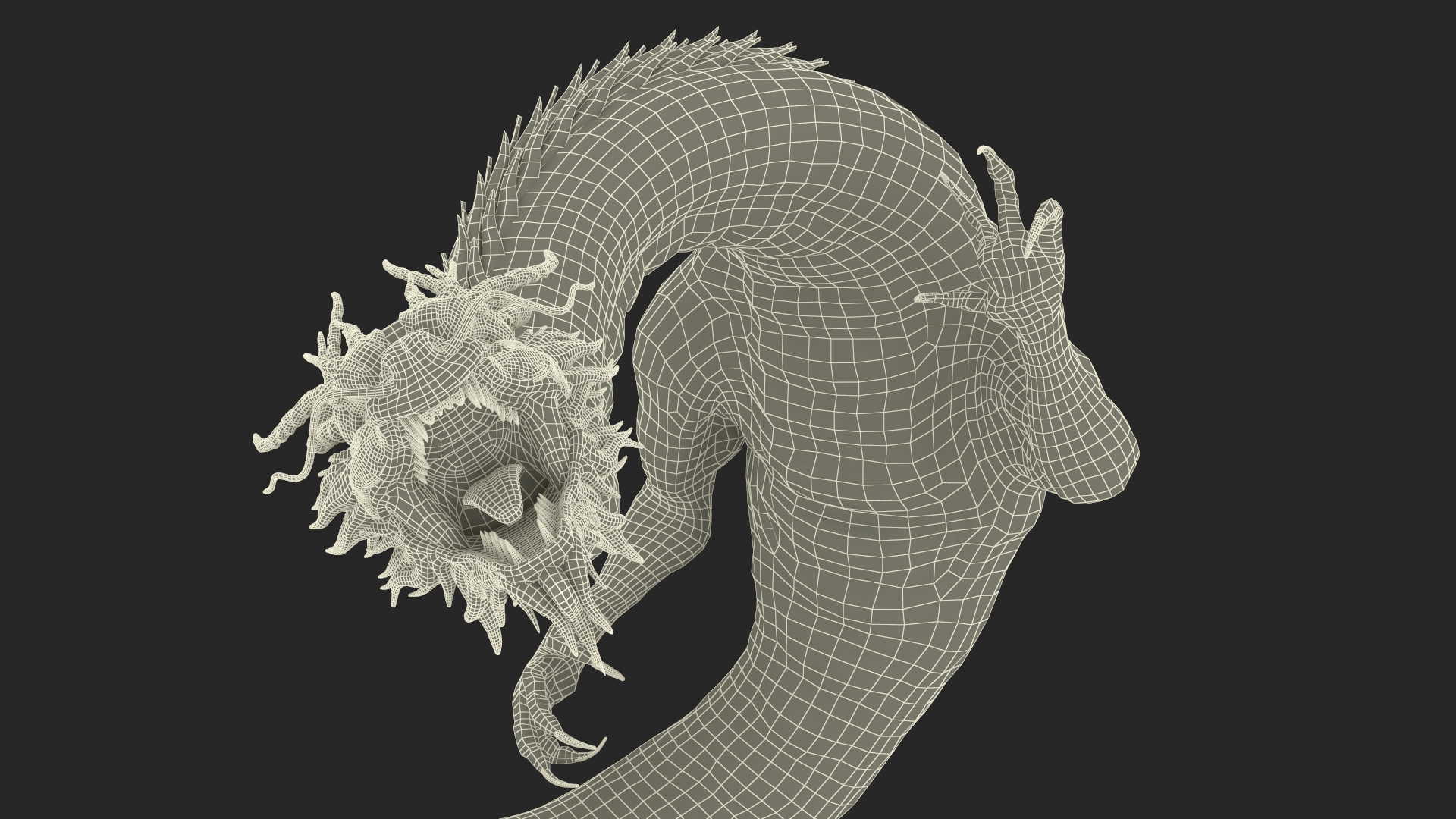 3D Asian Mythical Serpent Dragon Blue Rigged