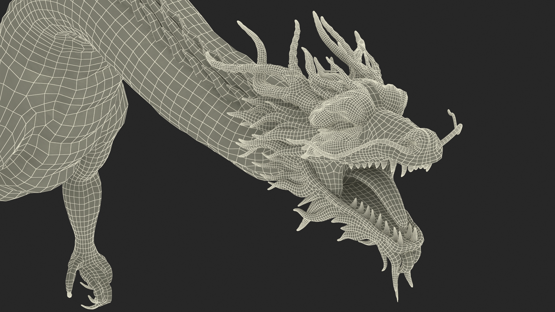 3D Asian Mythical Serpent Dragon Blue Rigged