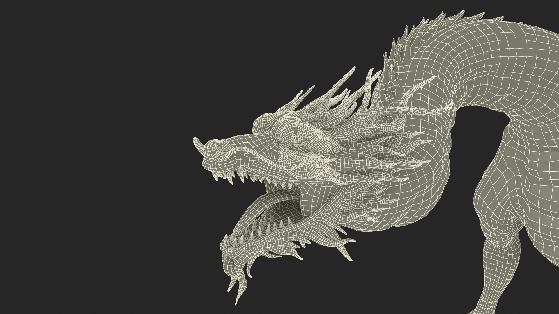 3D Asian Mythical Serpent Dragon Blue Rigged