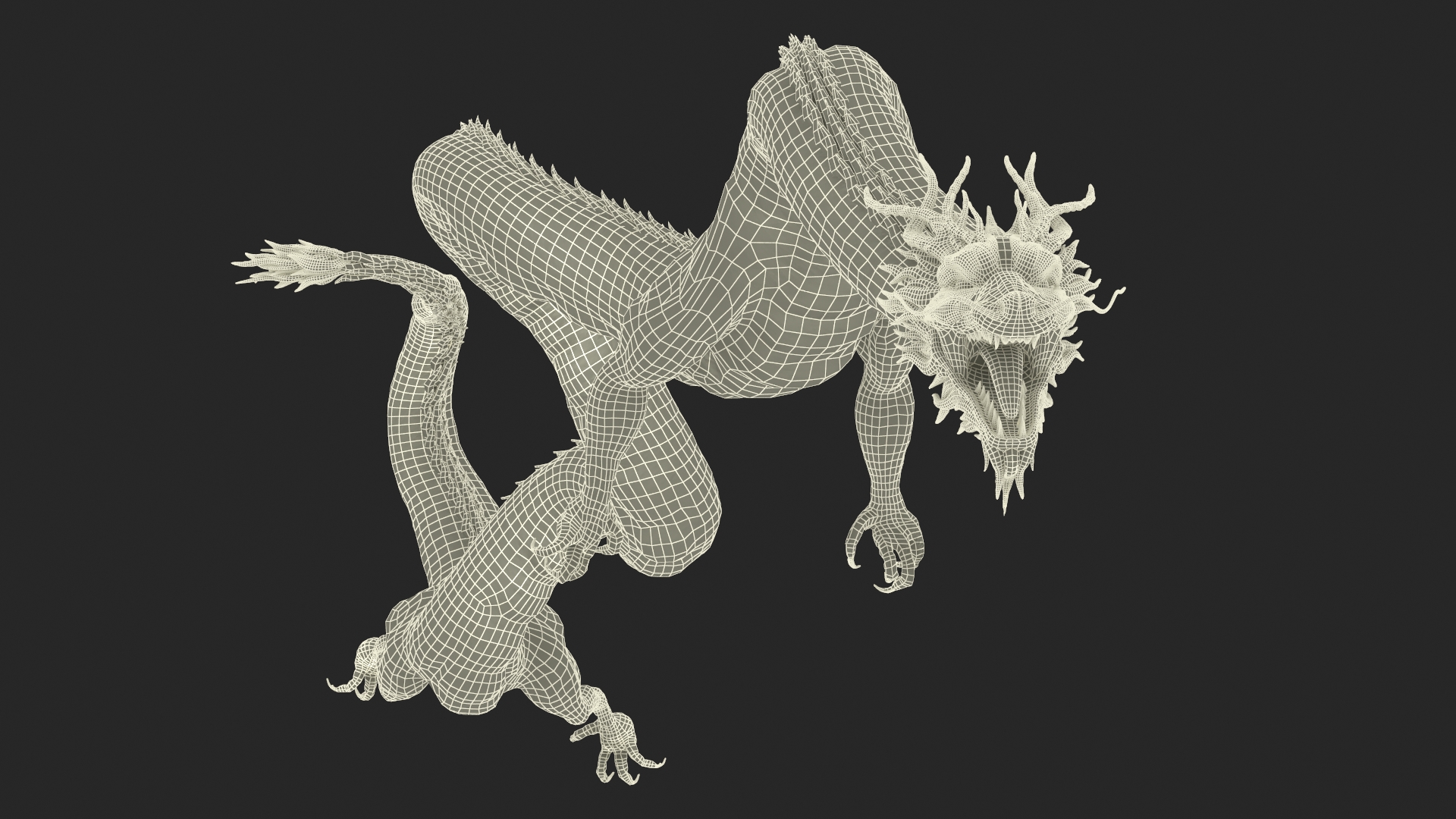 3D Asian Mythical Serpent Dragon Blue Rigged